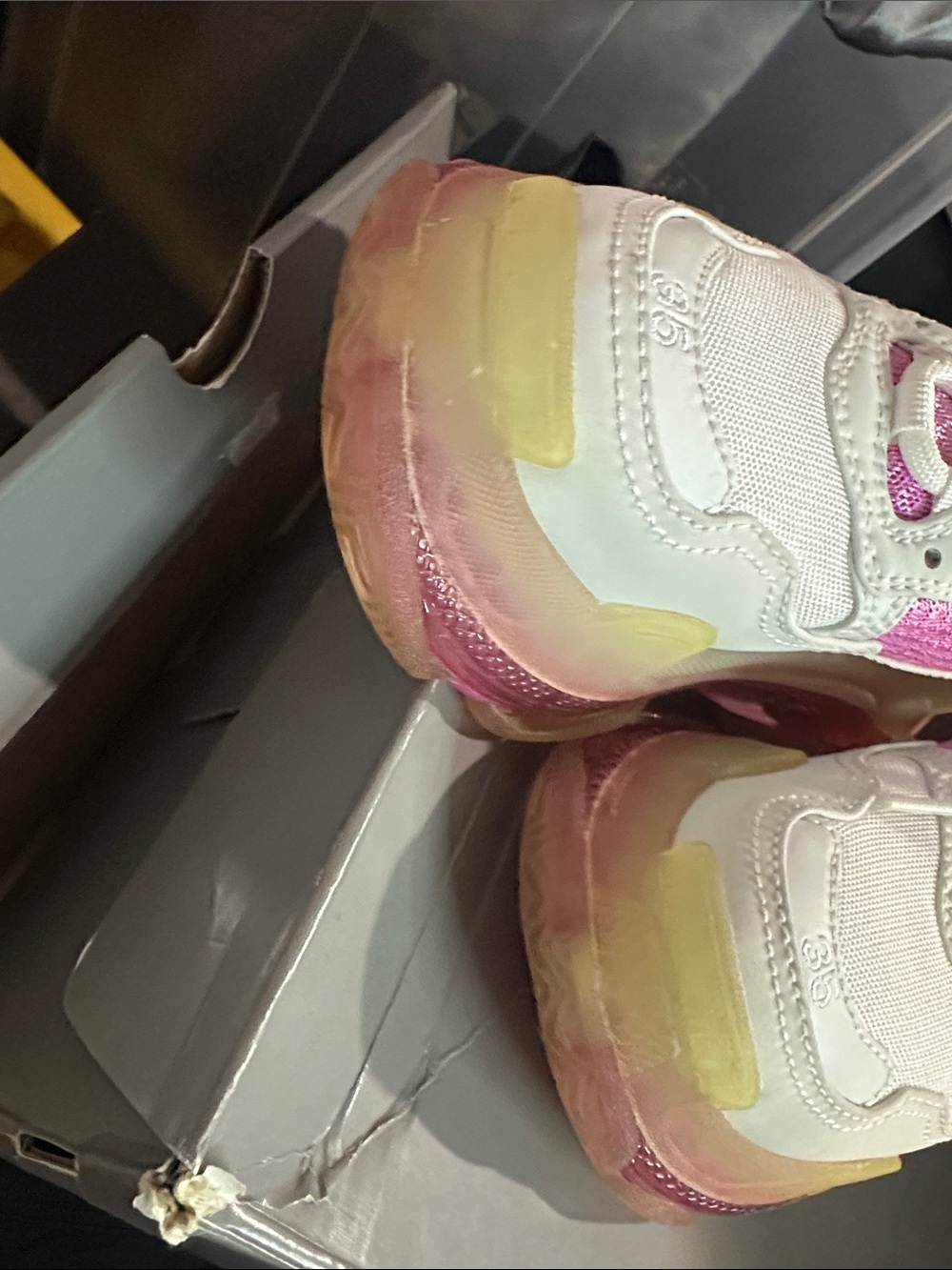 Balenciaga White and Pink Triple S Chunky Sneakers - Picture 10 of 16